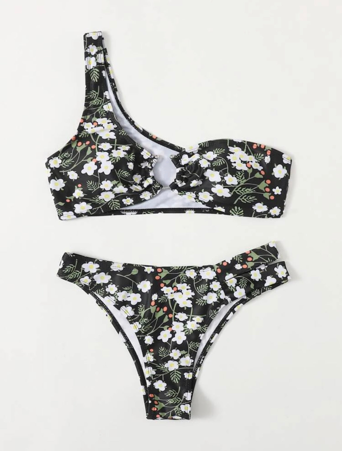 One Shoulder Floral Bikini Swimsuit