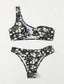 One Shoulder Floral Bikini Swimsuit