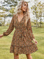Allover Floral Print Ruffle Hem Belted Dress