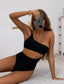 Cut Out One Shoulder One Piece Swimsuit