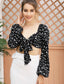 Sweetheart Neck Tie Front Allover Print Crop Top
