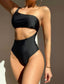 Cut Out One Shoulder One Piece Swimsuit