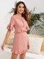 Keyhole Cut Flounce Sleeve A-line Dress