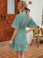 Surplice Neck Ruffle Hem Ditsy Floral Dress