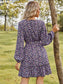 Allover Floral Print Ruffle Hem Belted Dress