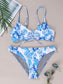 Tropical Lace-up Front Bikini Swimsuit