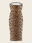 Leopard Print Tube Bodycon Midi Dress