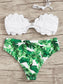Scalloped Trim Bandeau With Random Palm Print Bikini