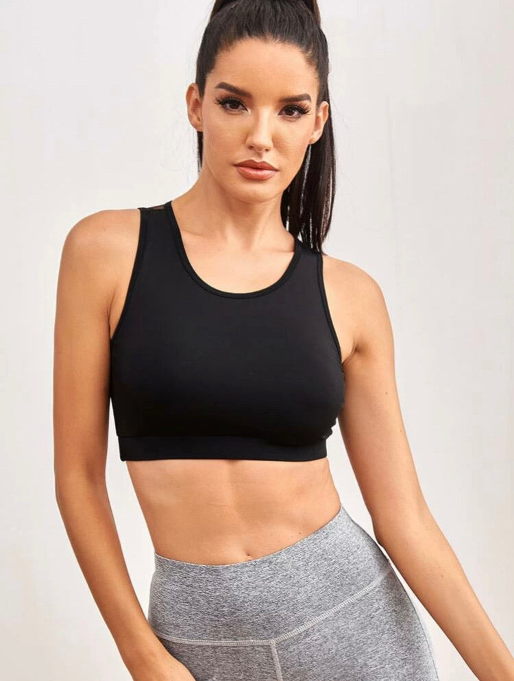 Lace Panel Peekaboo Back Sports Bra