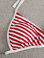 Stripe Spliced High Leg Bikini Swimsuit