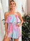 Elastic Waist Ruffle Detail Tie Dye Tube Romper