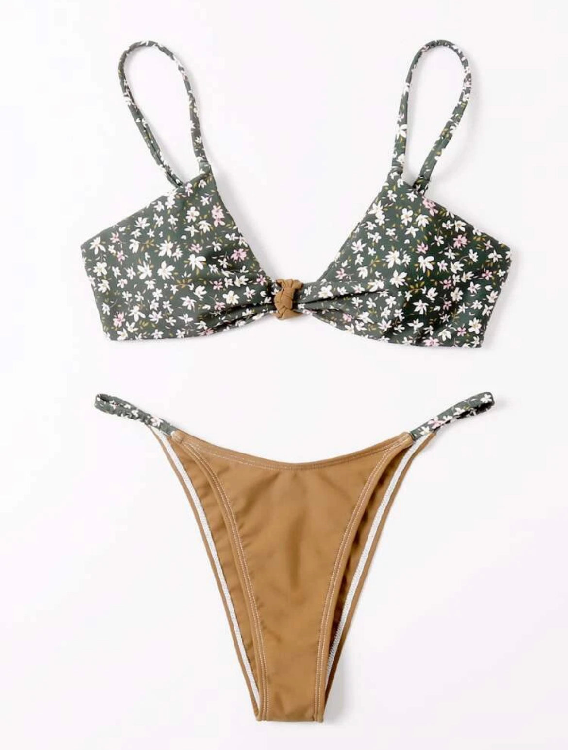 Ditsy Floral Knot Thong Bikini Swimsuit