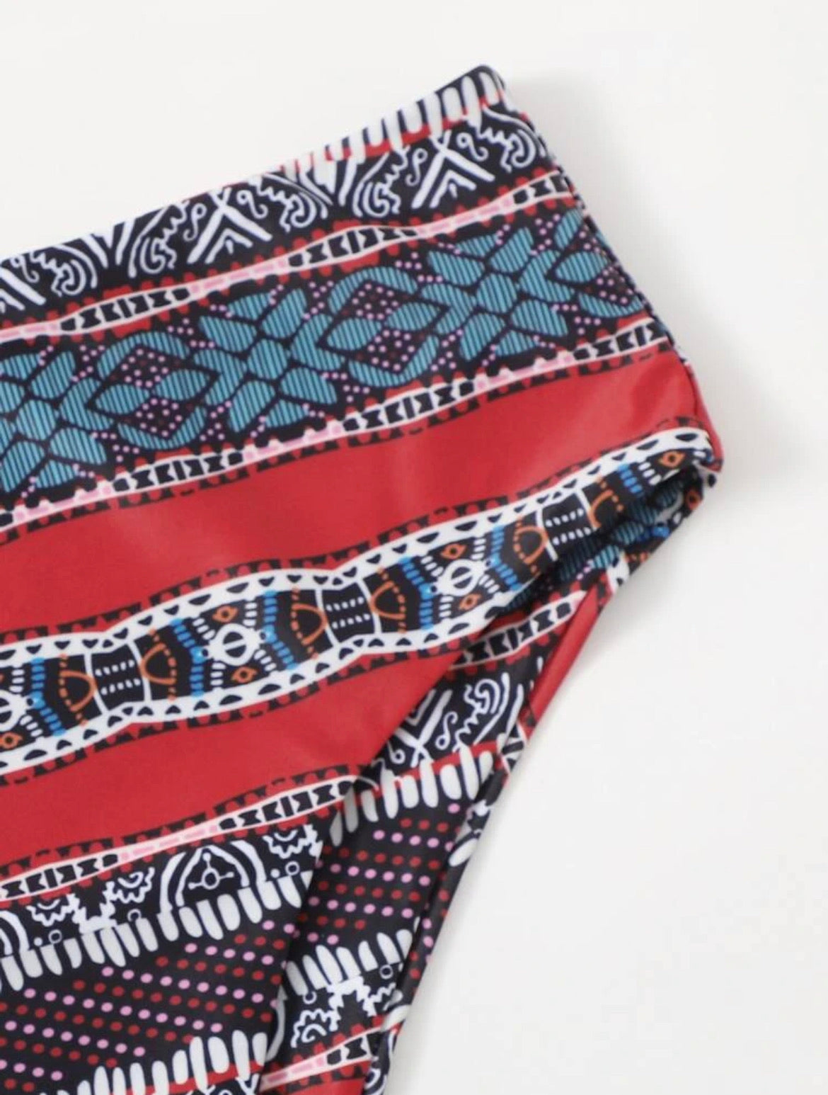 Geo Print Bandeau High Waisted Bikini Swimsuit