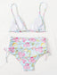 Floral Drawstring High Waist Bikini Swimsuit