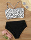 Dalmatian Print Lace Up Back Bikini Set
