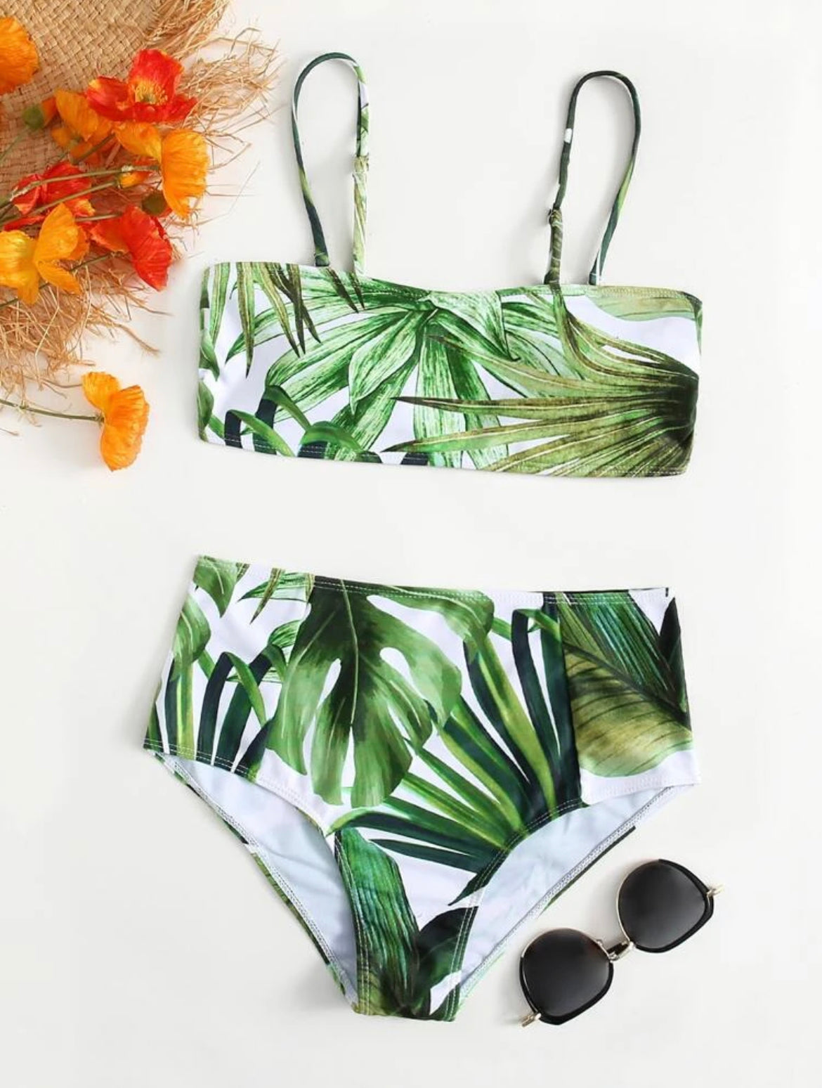 Tropical Print High Waist Bikini Swimsuit
