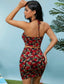 SXY Halterneck Tie Back Floral Crop Top & Bodycon Skirt Set
