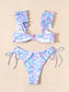 Fish Scales Ruffle Trim Bikini Swimsuit