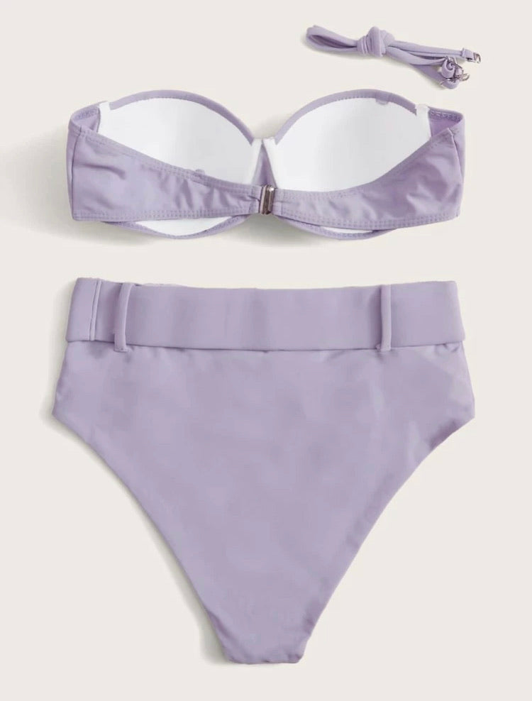 Underwire Belted High Waist Bikini Swimsuit
