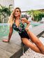 Tropical & Floral Halter One Piece Swimsuit