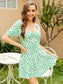 Allover Floral Print Sweetheart Neck Dress