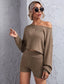 Drop Shoulder Rib-knit Crop Top & Wide Waistband Shorts Set