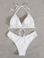 Stripe Spliced High Leg Bikini Swimsuit