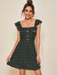 Confetti Heart Print Button Front Ruffle Armhole Dress