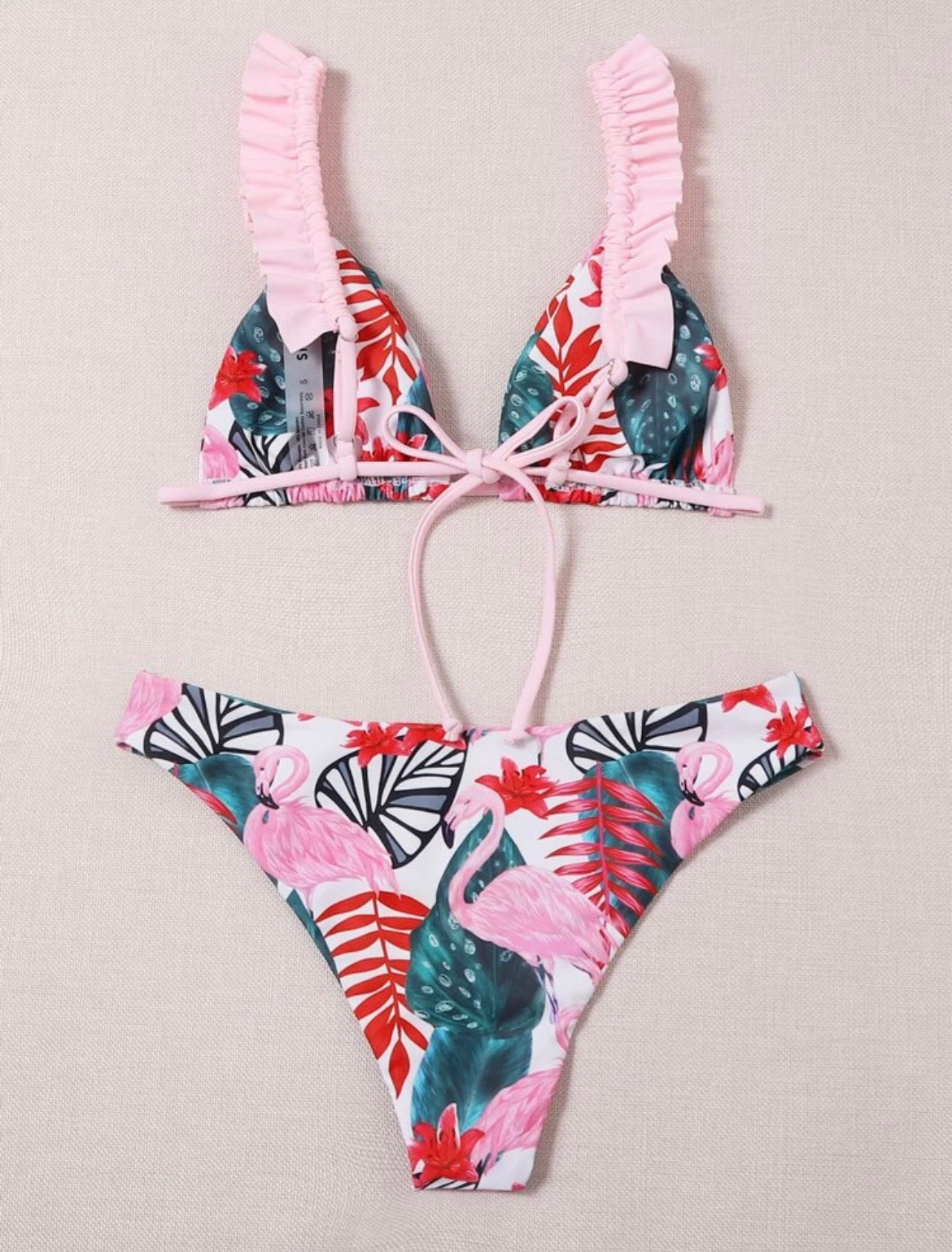 Tropical Ruffle Hem Bikini Swimsuit