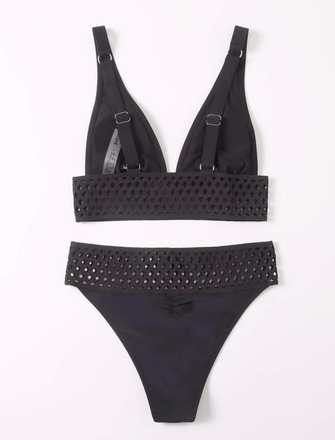 Hollow Out Tape Thong Bikini Swimsuit