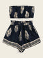Tube Crop Top & Paper bag Waisted Belted Shorts Set