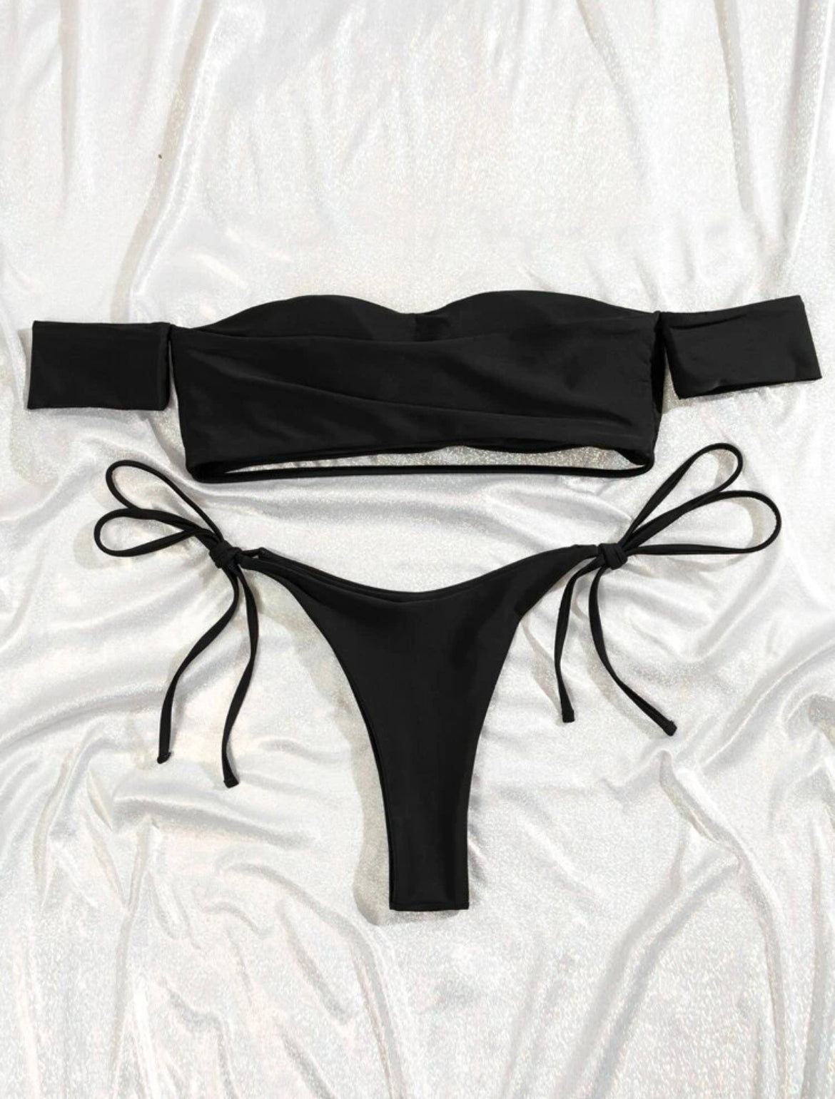 Off The Shoulder Tie Side Bikini Swimsuit
