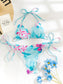 Floral Scallop Trim Micro Triangle Bikini Swimsuit