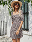 Square Neck Ruffle Hem Floral Dress