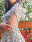 Ruched Sleeve High Waist Allover Print Dress