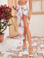 Knot Detail Sheer Floral Chiffon Cover Up Skirt