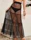 Sheer Dobby Mesh Layered Cover Up Skirt Without Panty