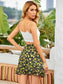 Floral Print Ruffle Hem A-line Skirt