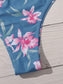 Floral Knot Front Bandeau High Waisted Bikini Swimsuit