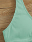Rib Twist Front High Cut Bikini Swimsuit