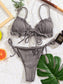 Rib Lettuce Trim Tie Side Bikini Swimsuit