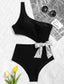 Cut-out Knot Waist One Shoulder One Piece Swimsuit