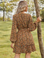 Allover Floral Print Ruffle Hem Belted Dress