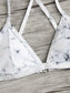 Marble Criss Cross Top With Ladder Cut Out Bikini