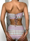 Tribal Lace-up Bandeau High Waisted Bikini Swimsuit