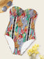 Cartoon Graphic Underwired One Piece Swimsuit