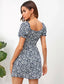 Tie Front Ruffle Cuff Ditsy Floral Dress