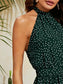 Self Tie Halterneck Polka Dot Belted Dress
