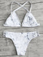Marble Criss Cross Top With Ladder Cut Out Bikini