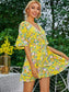Flounce Sleeve Surplice Neck Floral Dress